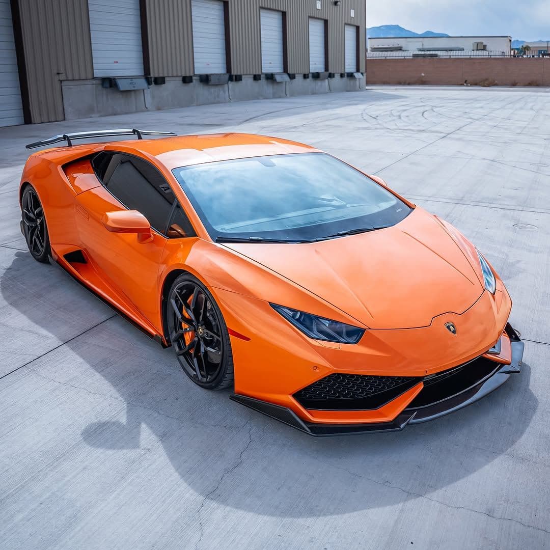 Lamborghini Huracan: Lowering, Carbon Kit, Orange Carbon Wing