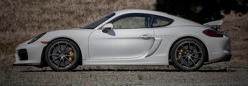 Side view of a Porsche Cayman GT4 with 35 percent window tint